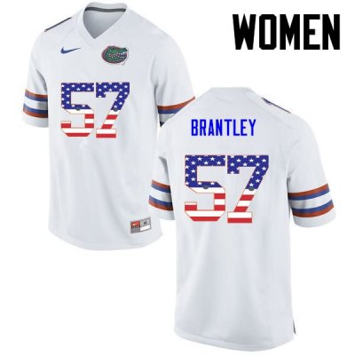 Women's Florida Gators #57 Caleb Brantley NCAA Nike White USA Flag Fashion Authentic Stitched College Football Jersey JQJ8762DX